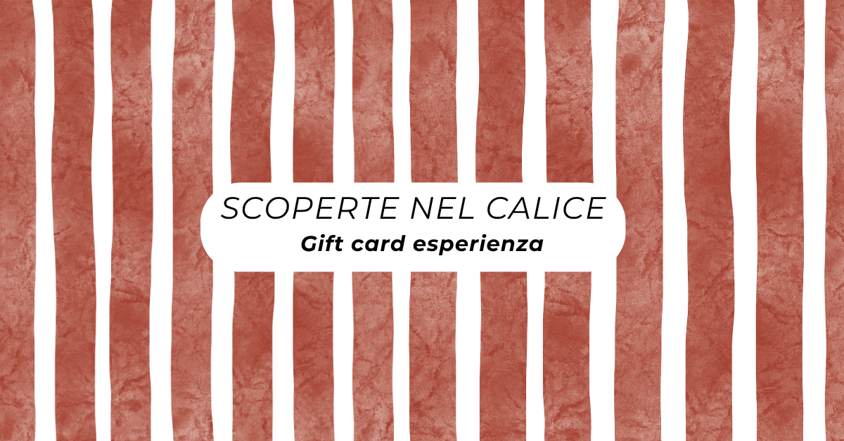 Gift card Scoperte nel Calice: strisce verticali terracotta e bianche con la scritta Gorgeous